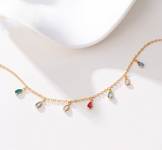 14K Gold Plated Teardrop Crystal Charm Colorful Bracelet image 1