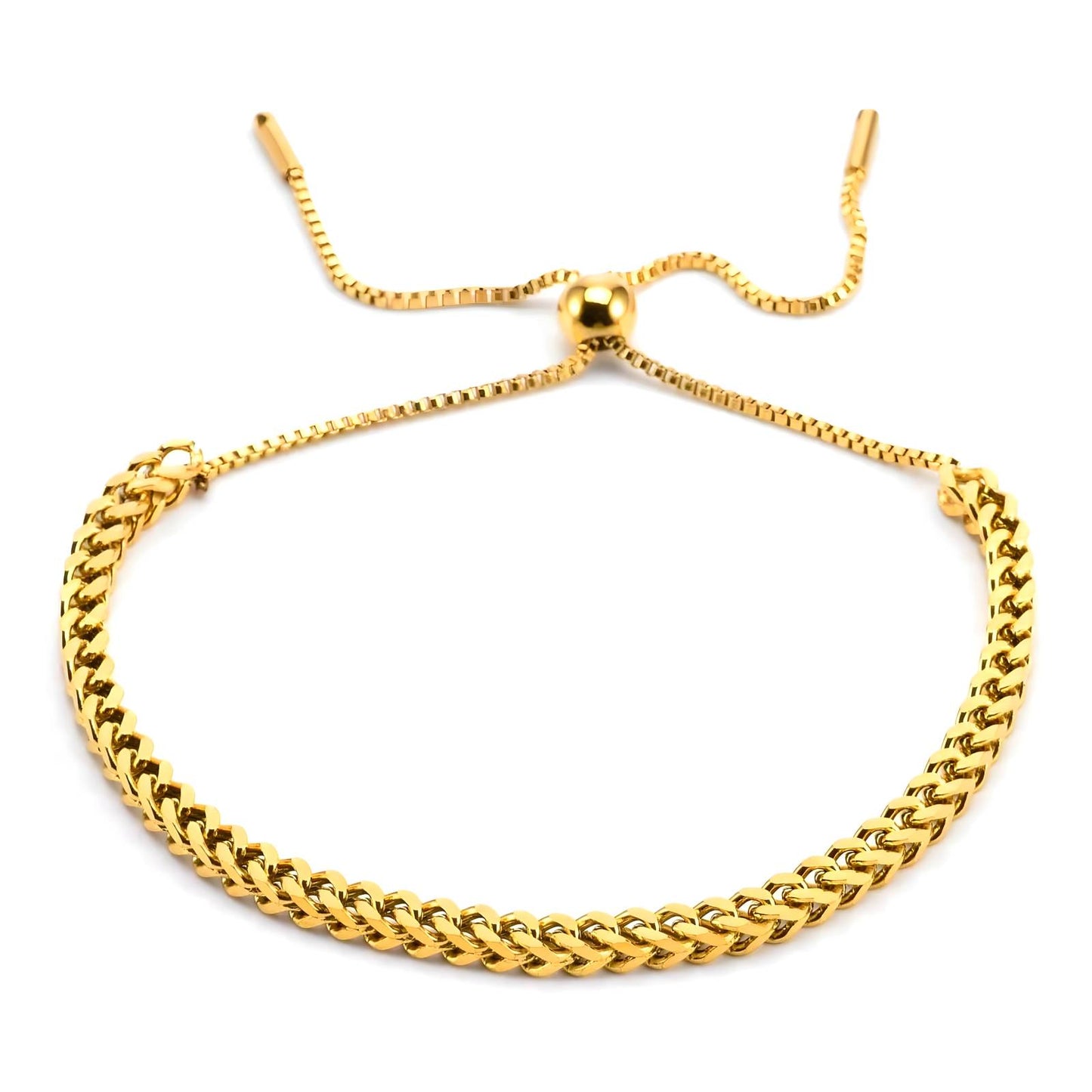 18K Gold Plated Herringbone Bolo Bracelet image 1