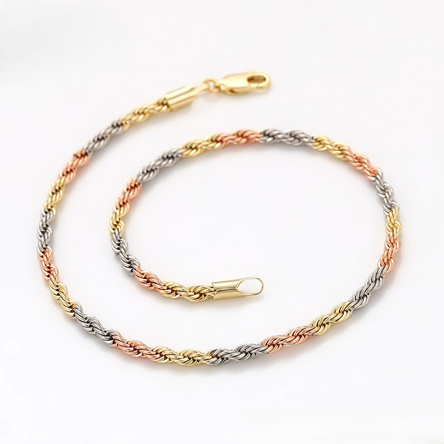 Yellow, White & Rose Gold Twisted Rope Bracelet in 14k Gold image 2