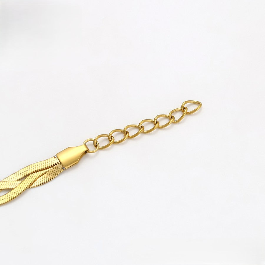 18K Gold Plated Braided Snake Chain Bracelet image 4