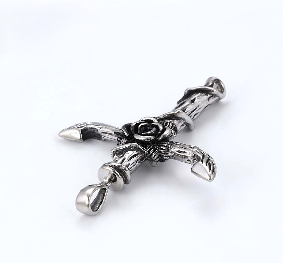 Sterling Silver Rose Cross Pendant image 3