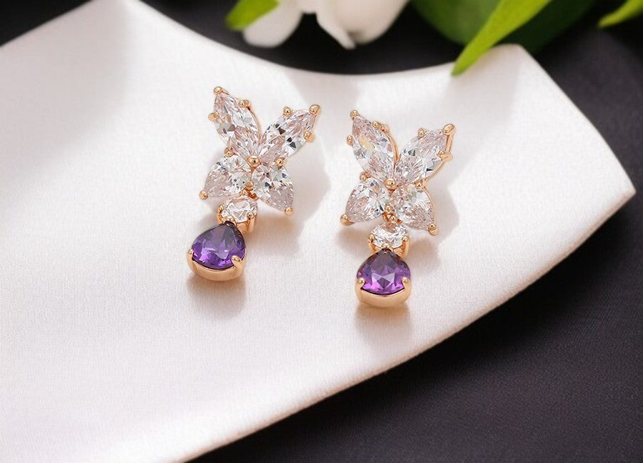 14K Rose Gold Plated Butterfly Pendant & Stud Earrings Set image 3