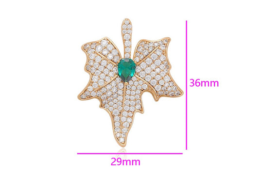 Sparkling Gold Leaf Drop Pendent - 18K Gold Plated image 1