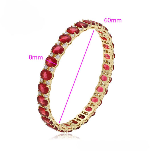 Elegant Ruby Full Circle Ring in 14k Yellow Gold Plated image 1