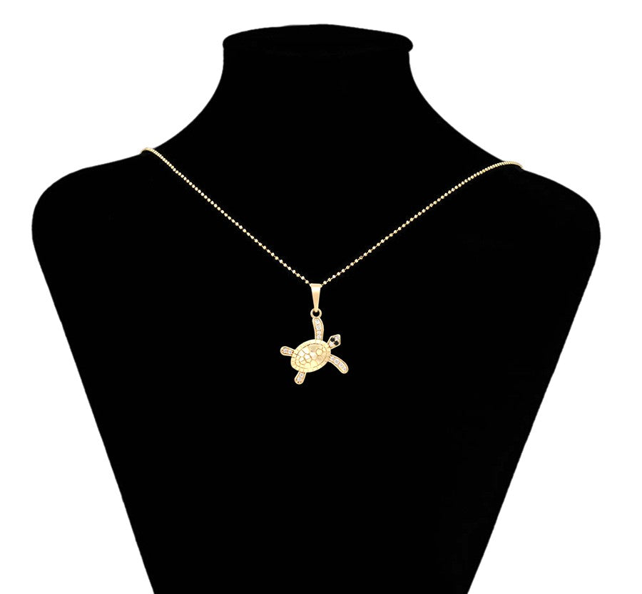 14K Gold Plated Turtle Pendant - Lucky Gold Turtle Pendant for Protection image 1