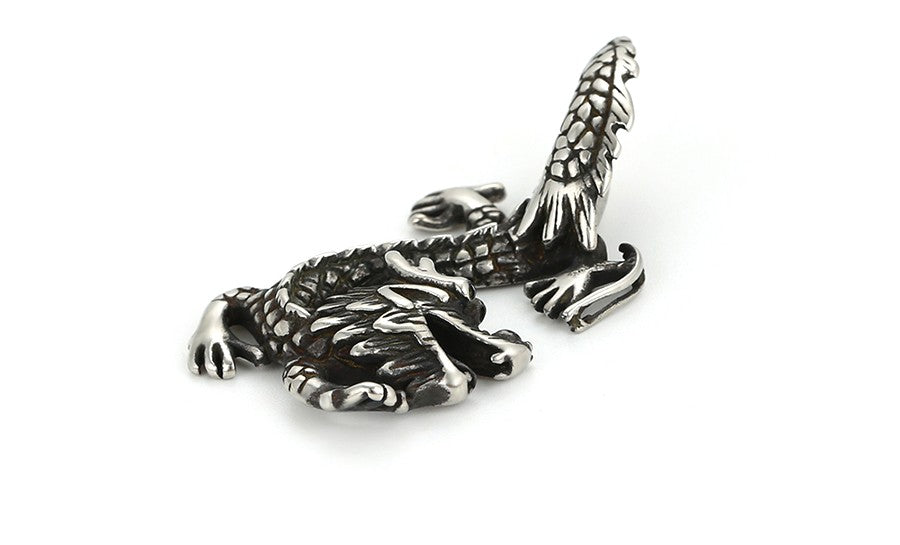 Antique Style Sterling Silver Eastern Dragon Pendant image 4