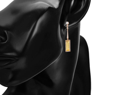 18K Gold Plated Citrine and Crystal Drop Earrings image 1