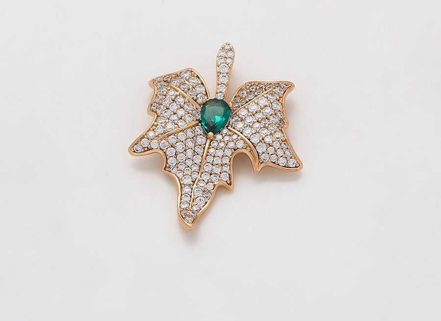 Sparkling Gold Leaf Drop Pendent - 18K Gold Plated image 2