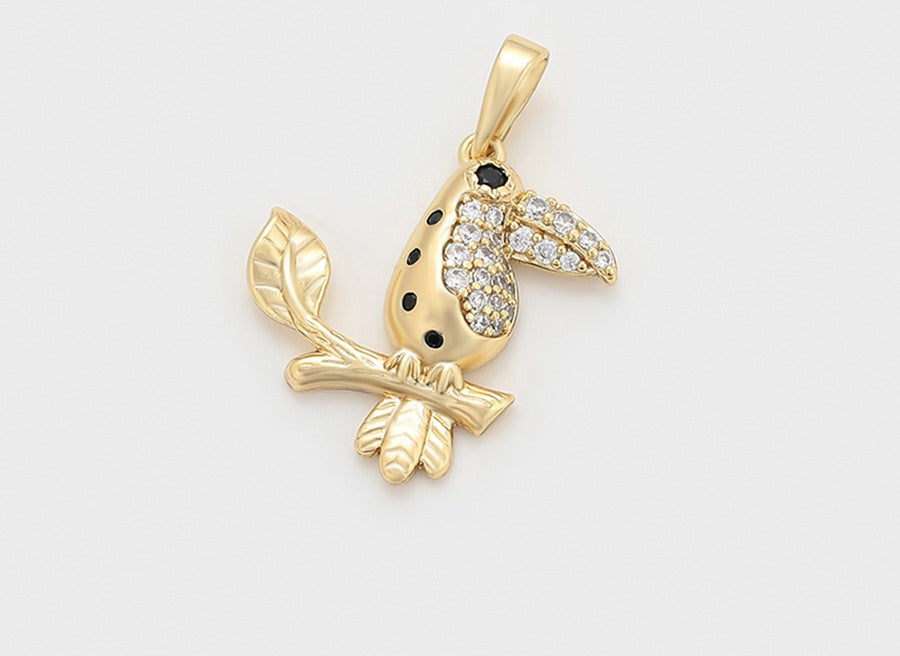Golden Bird of Paradise Pendant - 14K Gold Plated image 3