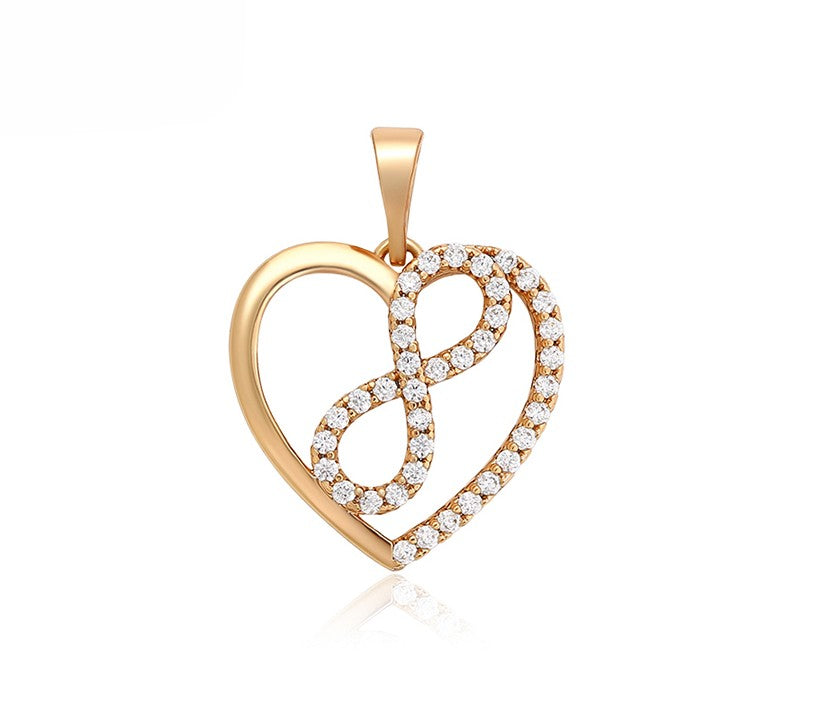 18K Gold Plated - Elegant Rose Gold Infinity Heart Pendant image 0