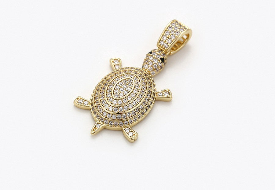 Men's / Women's Gold Crystal Turtle Pendant image 3