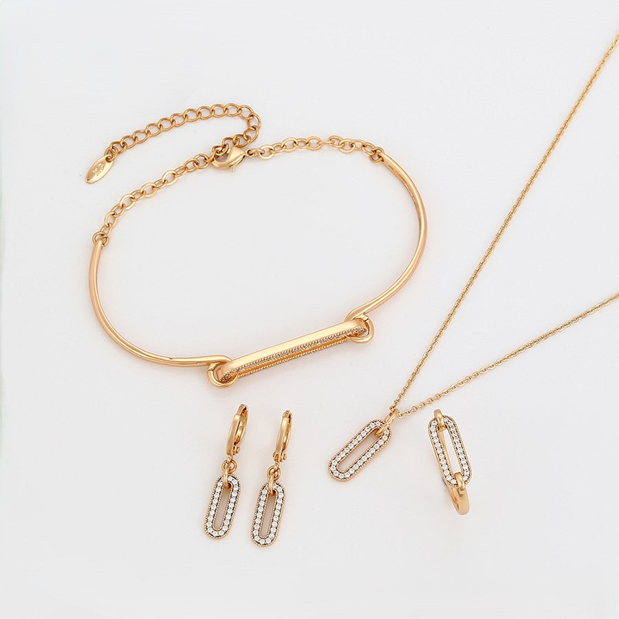 14K Gold Plated Paperclip Style Jewelry Set image 4