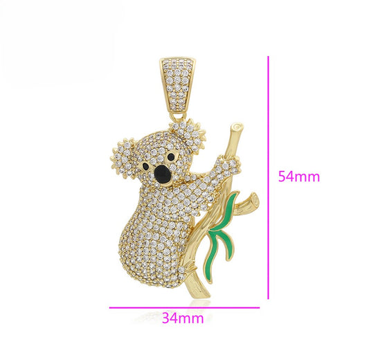 14K gold Plated Cute and Blingy Koala Bear Pendant image 1