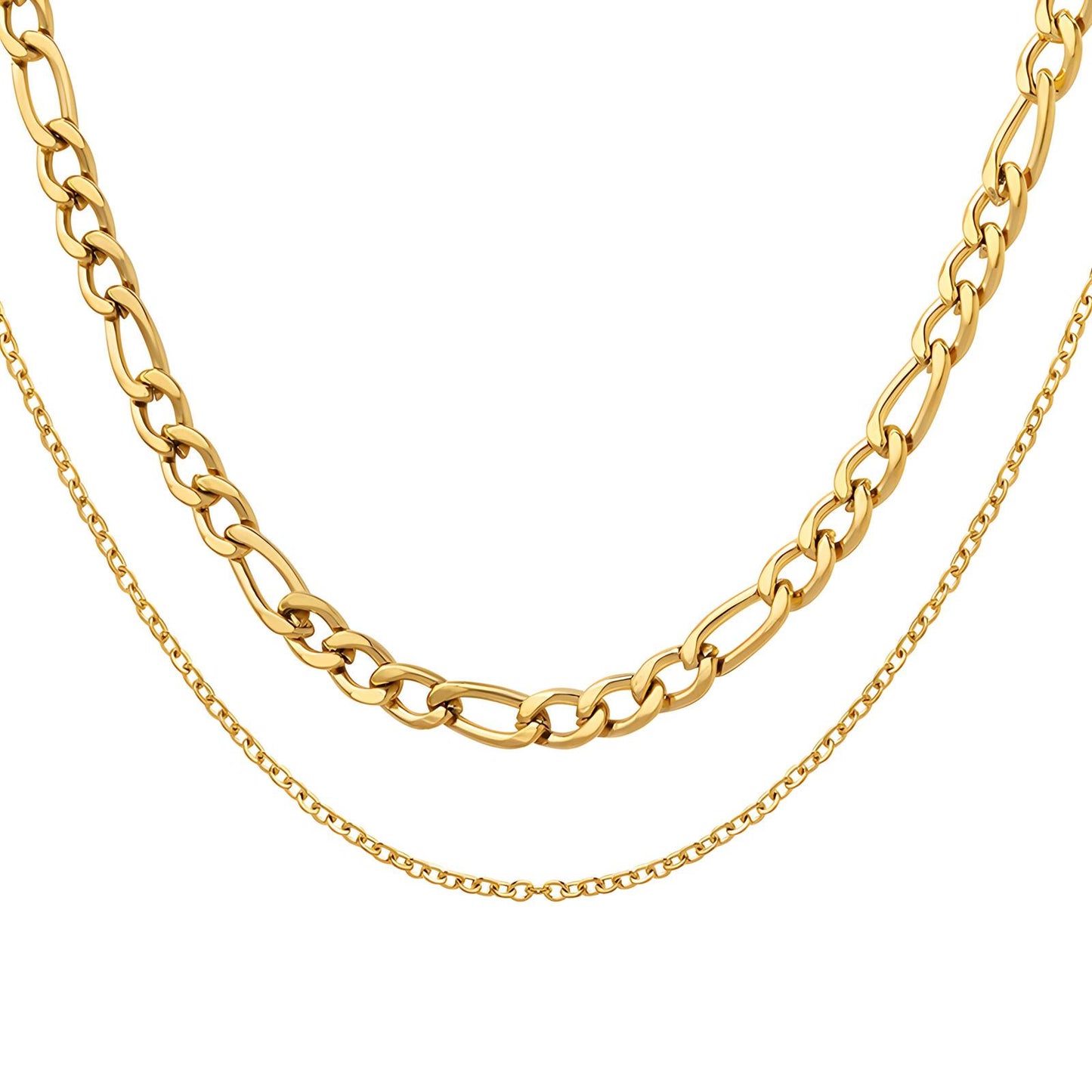 18K Gold Plated Stainless Steel Mixed Chain Necklace image 0