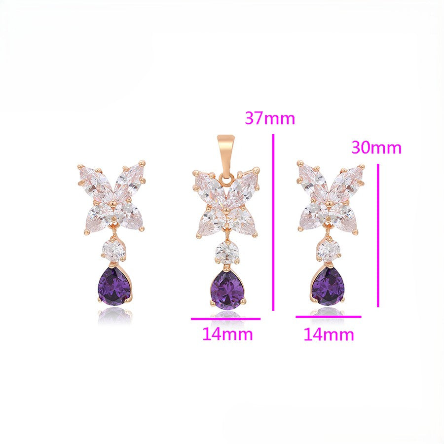 14K Rose Gold Plated Butterfly Pendant & Stud Earrings Set image 7