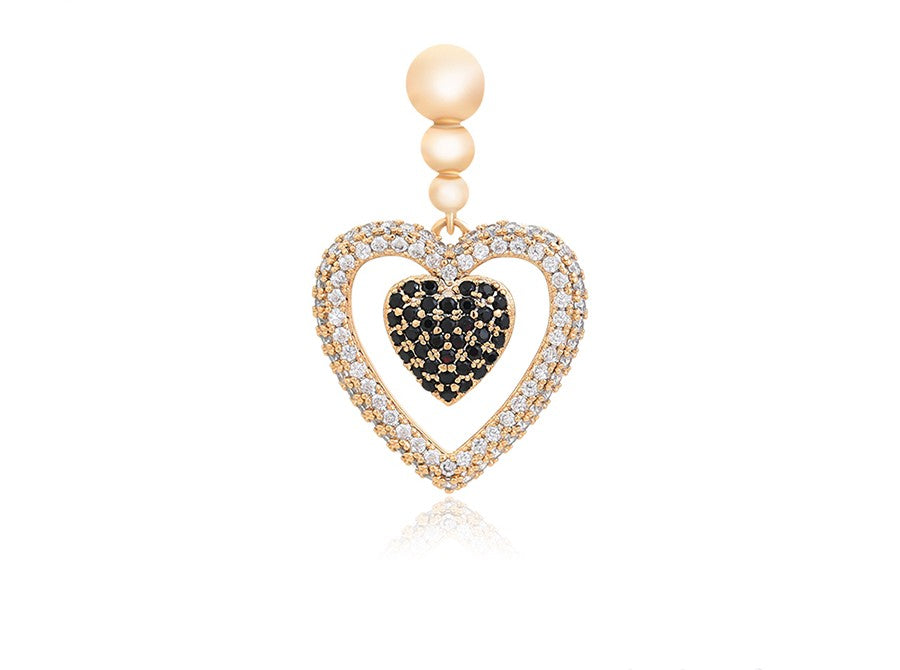 18K Gold Plated Pendant with Crystal Hearts image 0