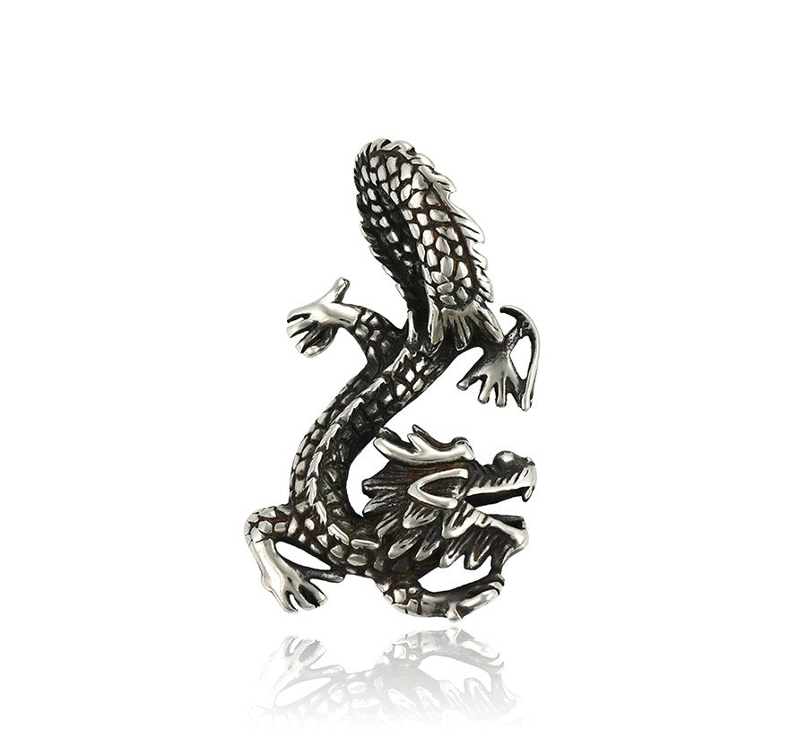Antique Style Sterling Silver Eastern Dragon Pendant image 0
