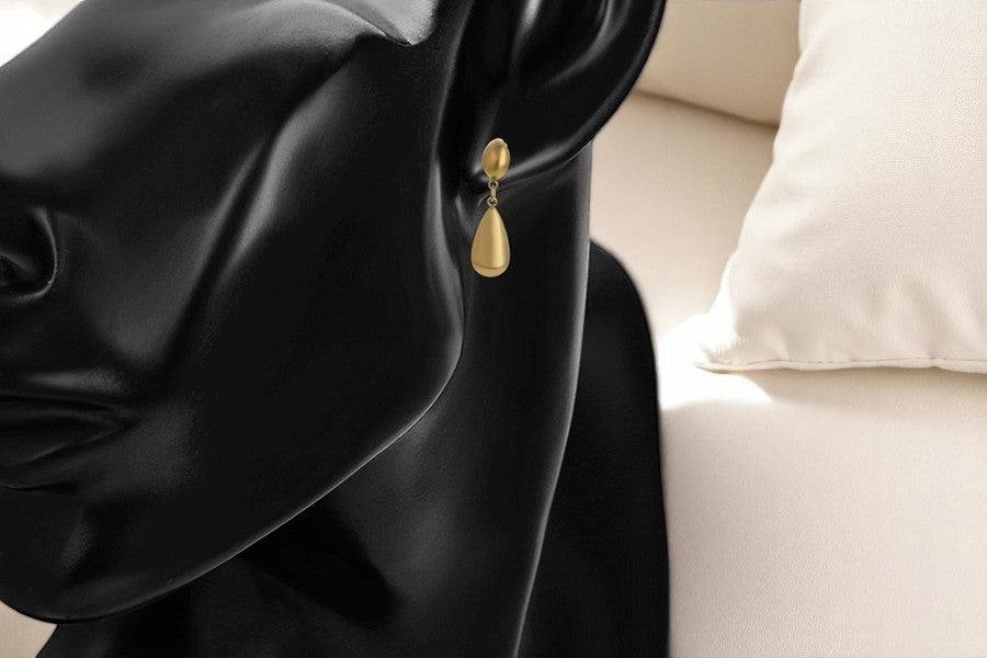 Elegant 14K Gold Plated Teardrop Dangle Earrings - Minimalist Style image 4