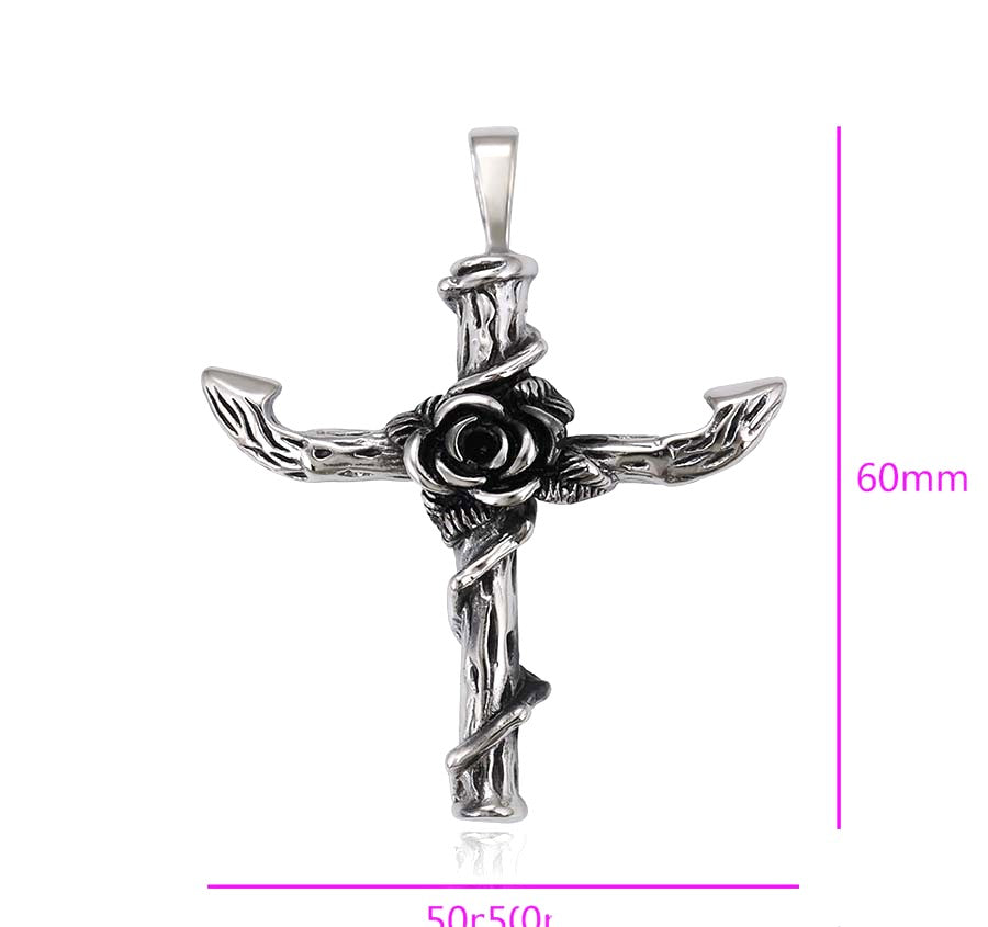 Sterling Silver Rose Cross Pendant image 2