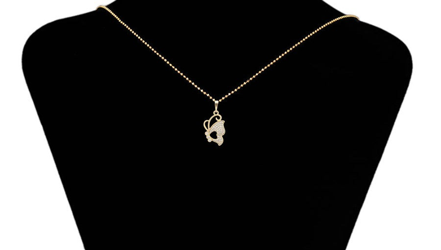 14K Gold Plated Butterfly Pendant with Crystal Pave image 4