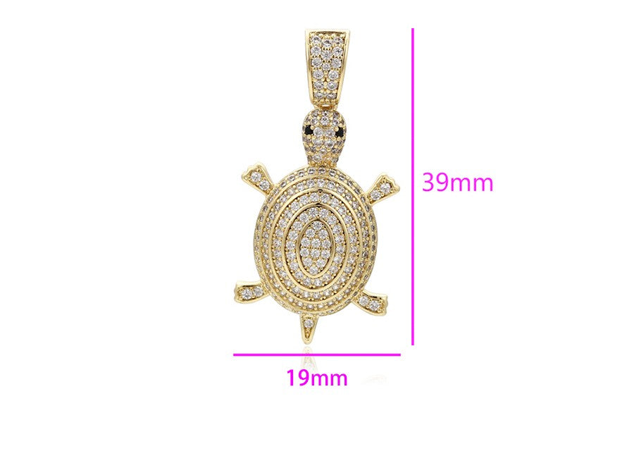 Men's / Women's Gold Crystal Turtle Pendant image 2