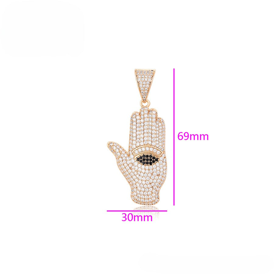 Sparkling Pave Hamsa Necklace Charm - 18K Gold Plated image 2