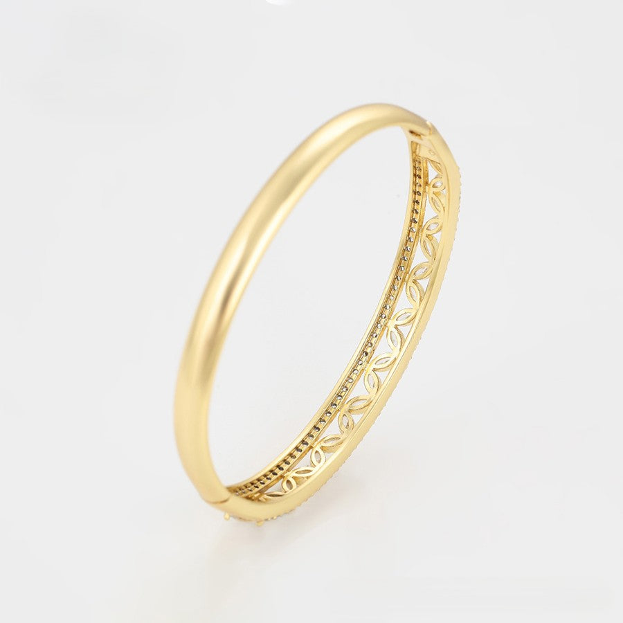 14K gold plated - Gold Bangle Bracelet with Cubic Zirconia image 4