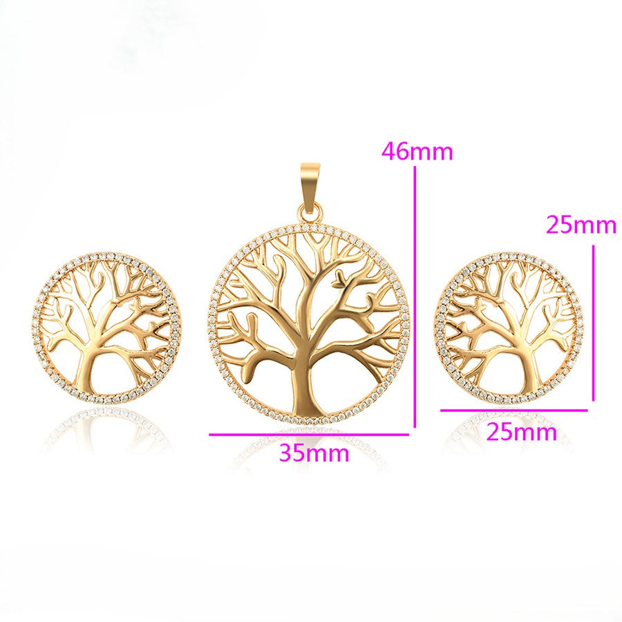 Nature Inspired Gold Tree of Life Round Pendant & Earring Gift Set image 3