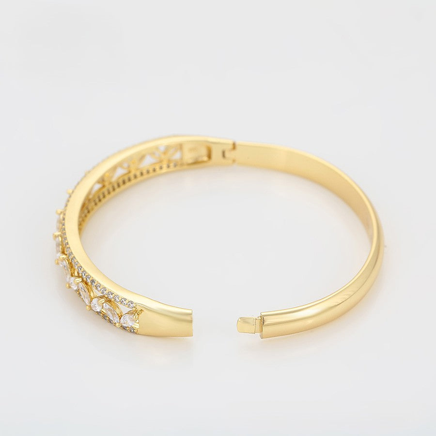 14K gold plated - Gold Bangle Bracelet with Cubic Zirconia image 2