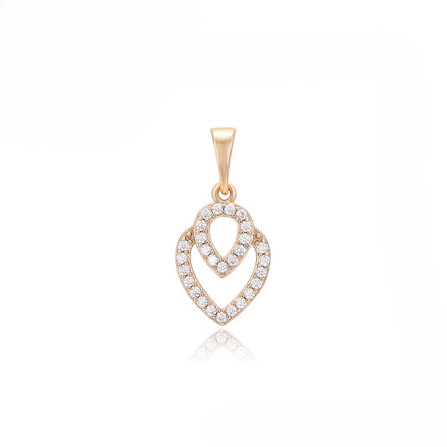 18K Gold Plated Interlocking Hearts Pendant with Pave Crystals image 1