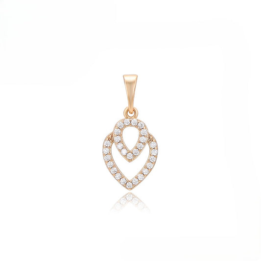 18K Gold Plated Interlocking Hearts Pendant with Pave Crystals image 1