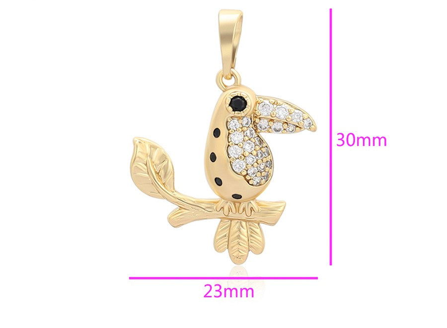 Golden Bird of Paradise Pendant - 14K Gold Plated image 2