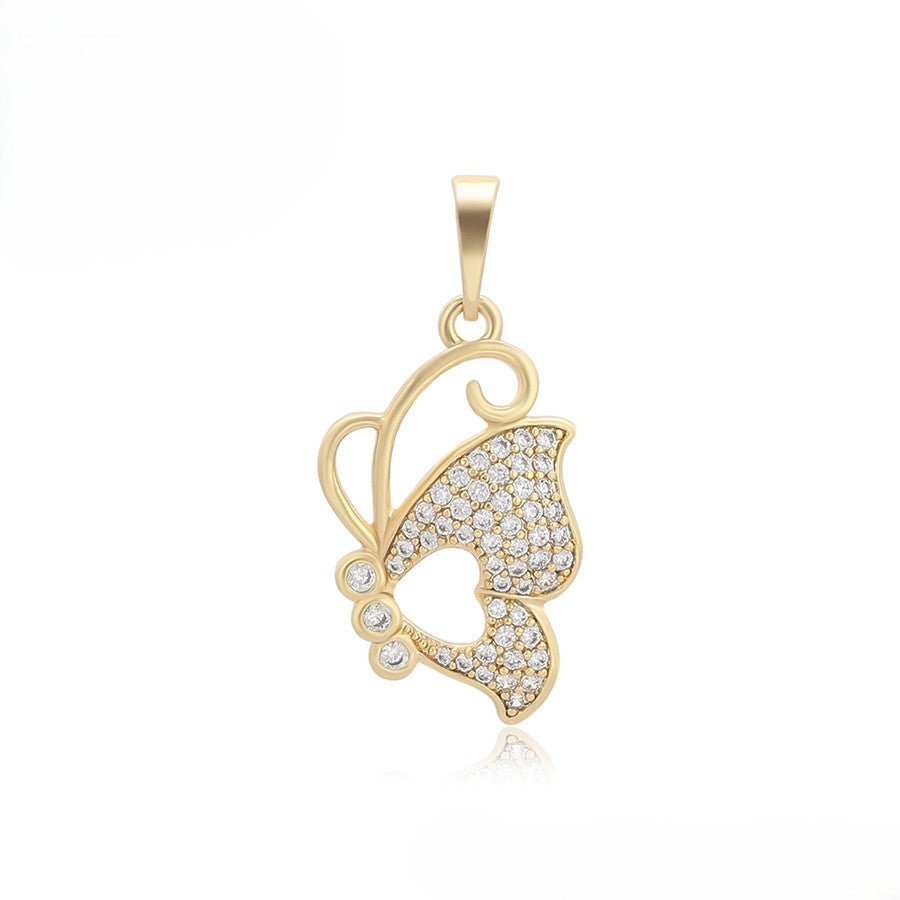 14K Gold Plated Butterfly Pendant with Crystal Pave image 2