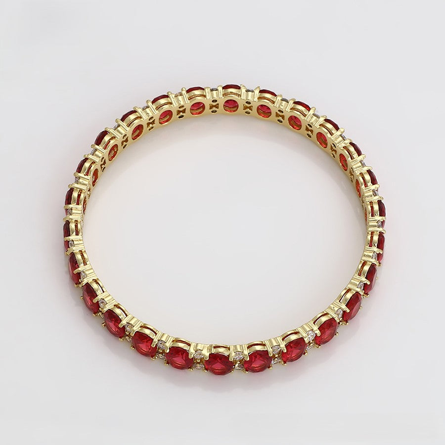 Elegant Ruby Full Circle Ring in 14k Yellow Gold Plated image 4