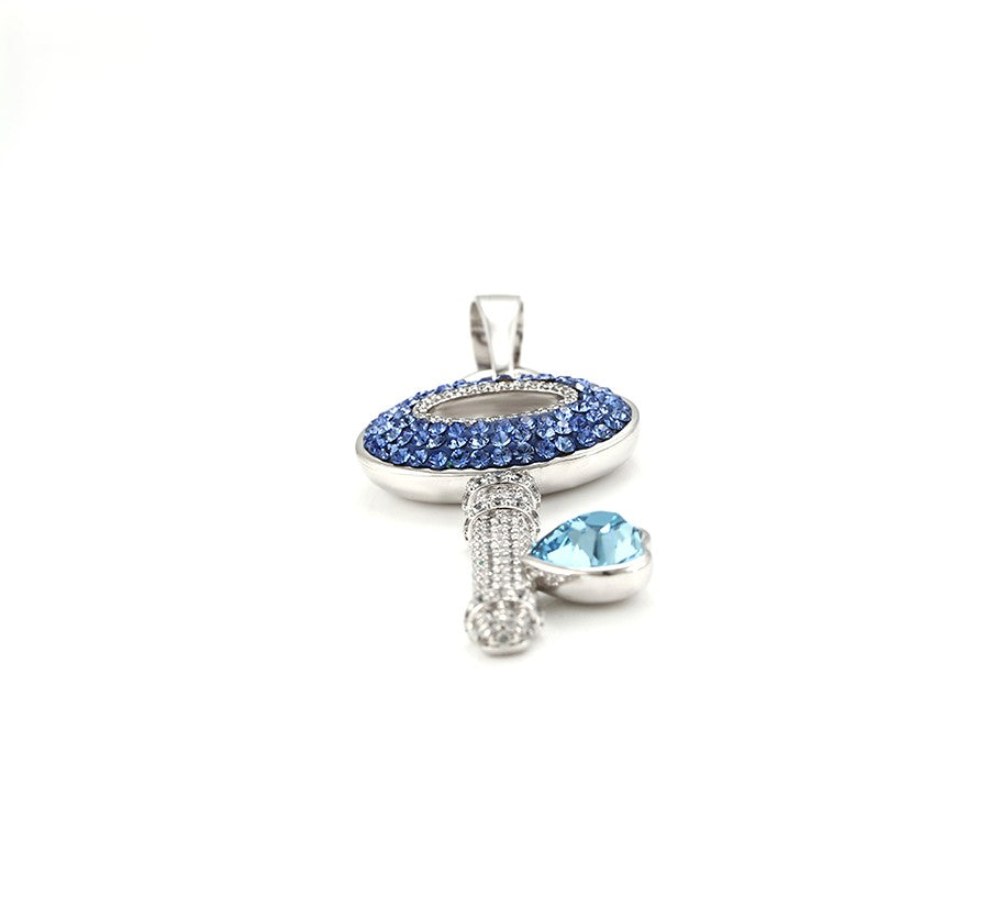 Crystal Key Charm in Sterling Silver with Blue Heart Accent image 6
