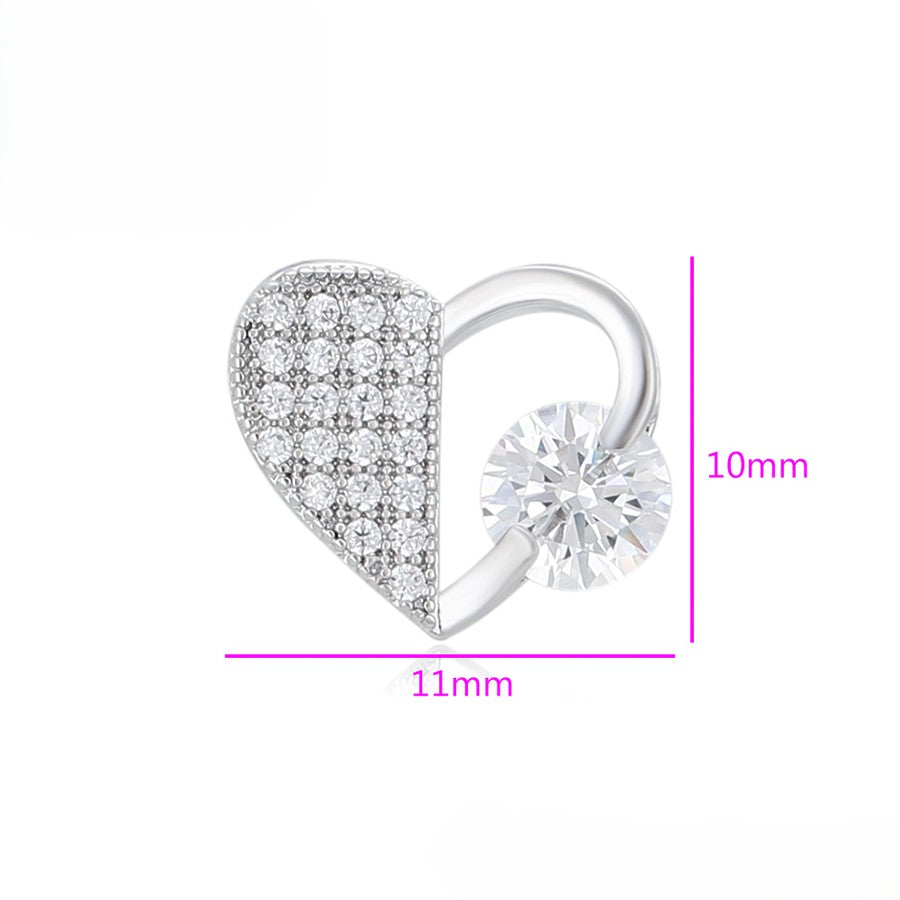 Stylish White Gold Heart Necklace with Pave Crystals and Solitaire Moissanite image 2
