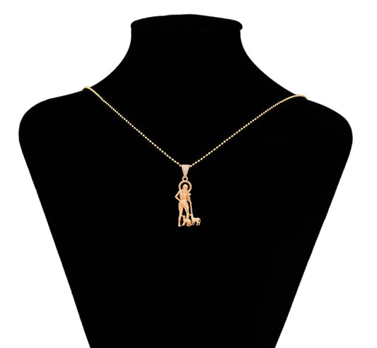 18K Gold Plated - St. Lazarus Pendant with Crystal Accents image 1