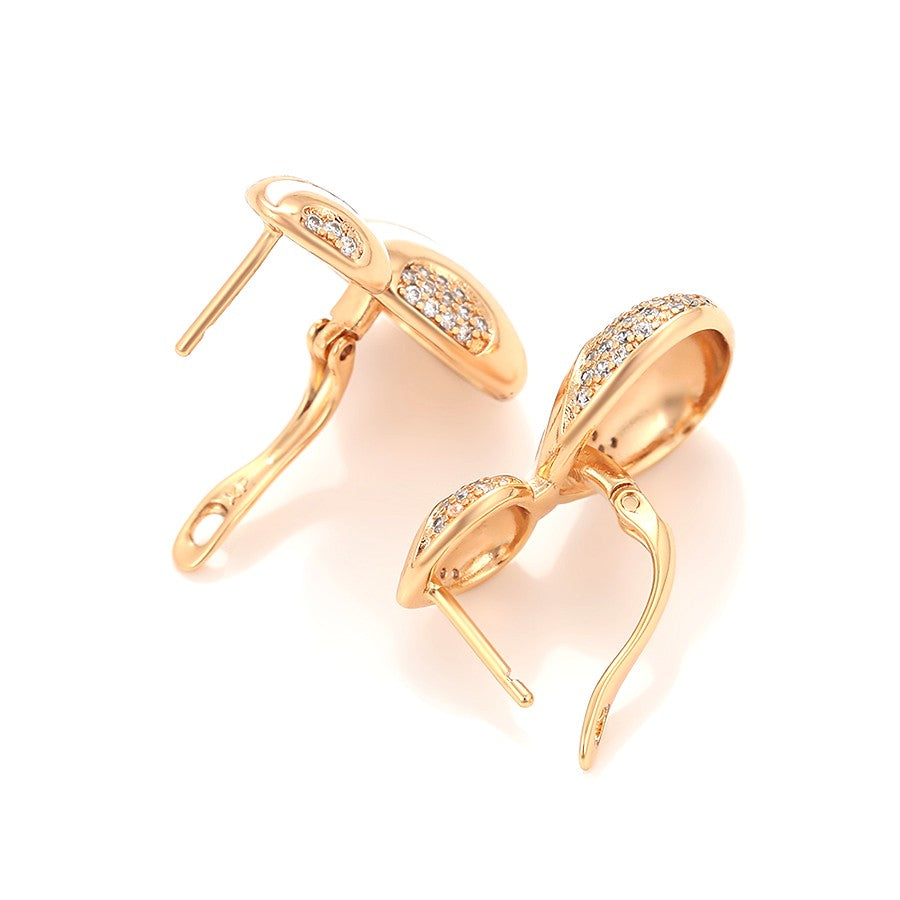Unique S-Shape Earrings with White Enamel Accents and Crystal Embellishments image 4