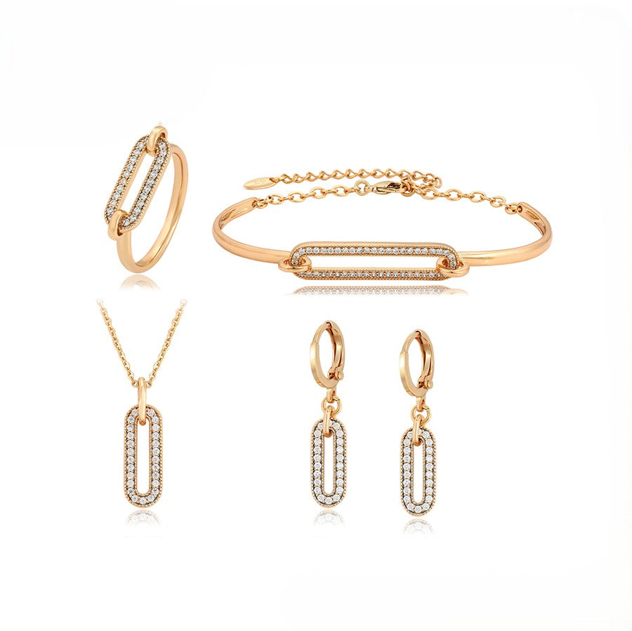 14K Gold Plated Paperclip Style Jewelry Set image 3