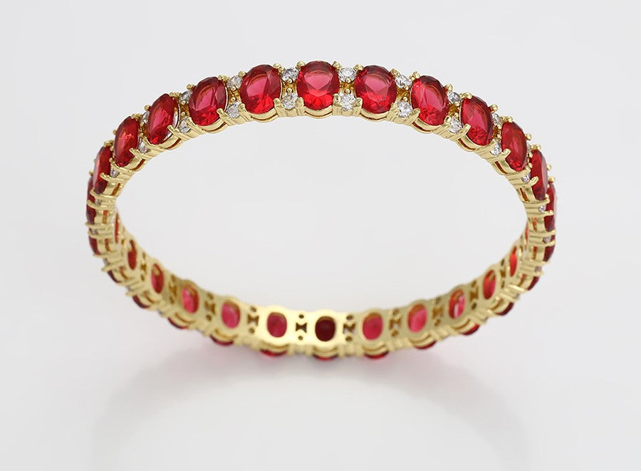 Elegant Ruby Full Circle Ring in 14k Yellow Gold Plated image 3