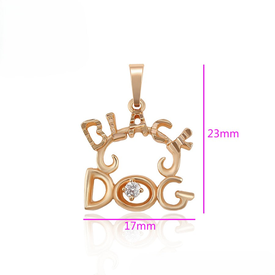 18 Gold Plated "Black Dog" Pendant with Crystal Accent Pendant image 3