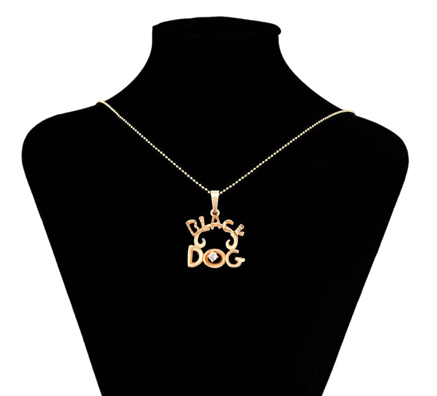 18 Gold Plated "Black Dog" Pendant with Crystal Accent Pendant image 1