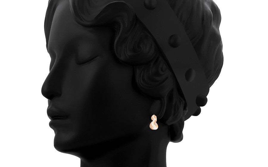 Unique S-Shape Earrings with White Enamel Accents and Crystal Embellishments image 6