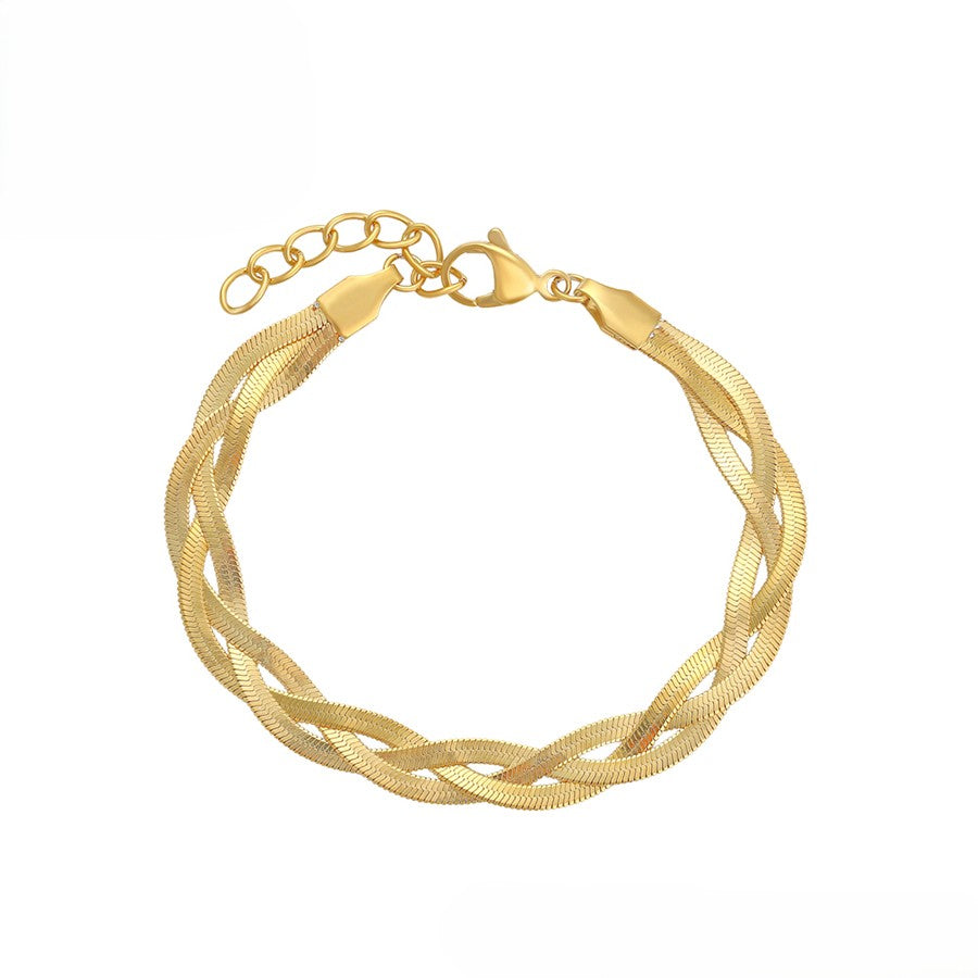 18K Gold Plated Braided Snake Chain Bracelet image 0