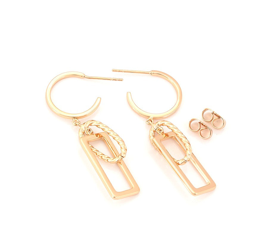Stylish 18K Gold Plated Rectangle and Chain Earrings image 4