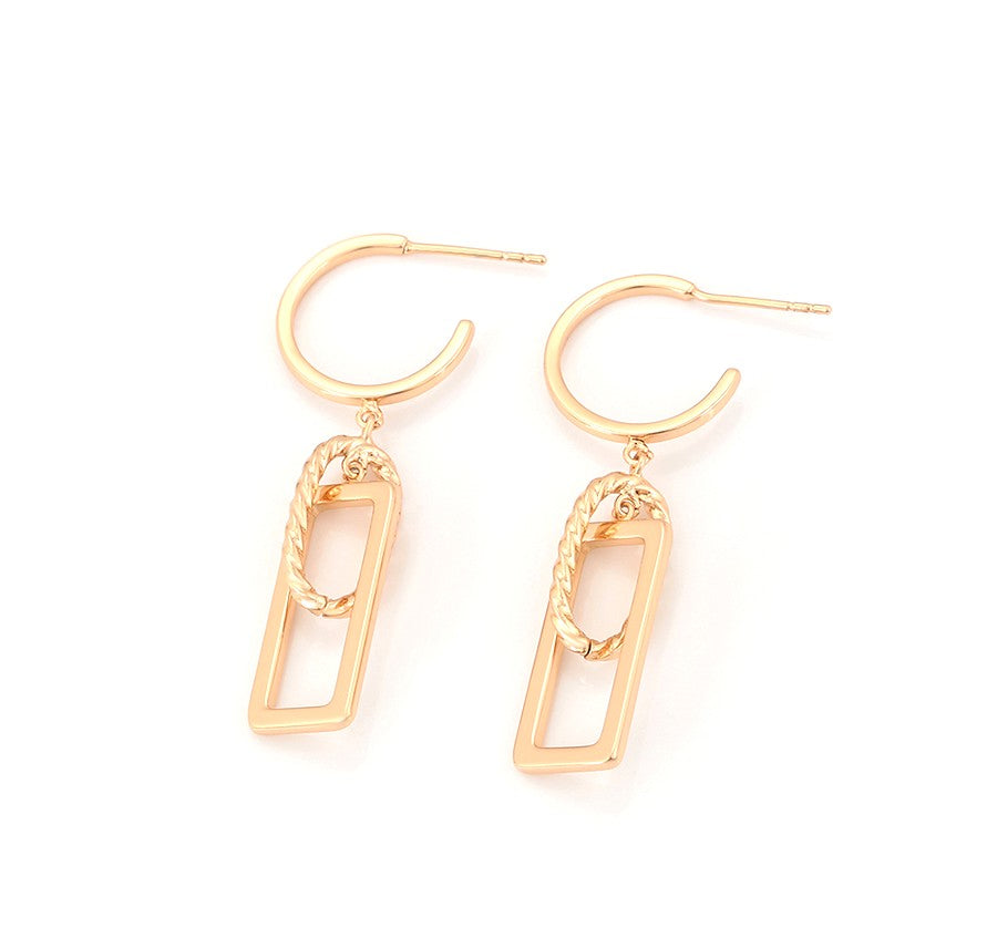 Stylish 18K Gold Plated Rectangle and Chain Earrings image 2