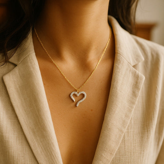 14K Gold Plated Dainty Open Heart Necklace image 1