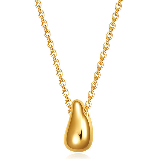 18K Gold Plated Stainless Steel Polished Teardrop Pendant Necklace image 1