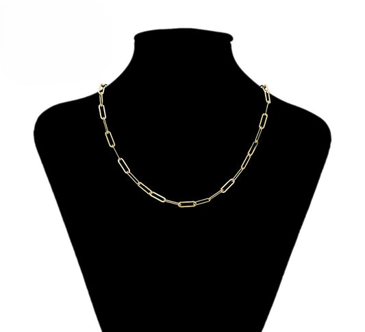 14K Gold Plated - Chunky Rectangular Link Necklace image 1