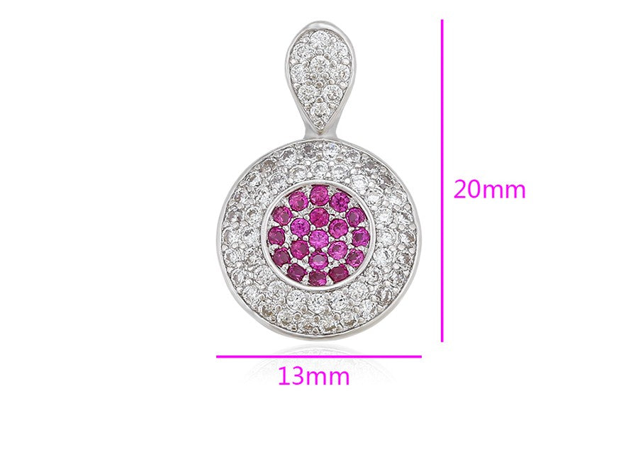 Round Ruby and Diamond Halo Pendant in Platinum Plated image 2
